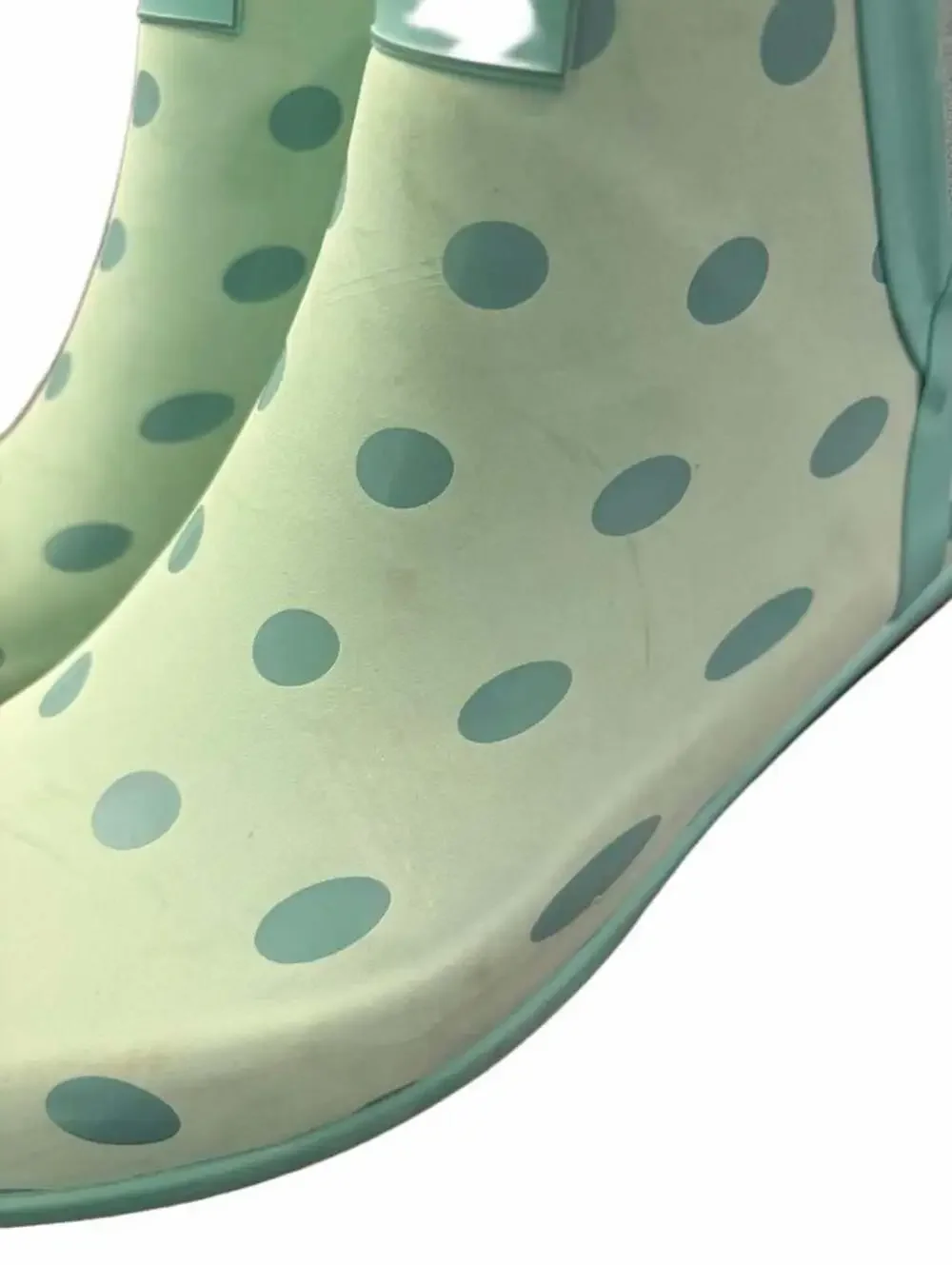 London Fog Piccadilly Rain Boots Mint Green Polka Dot Size 8M